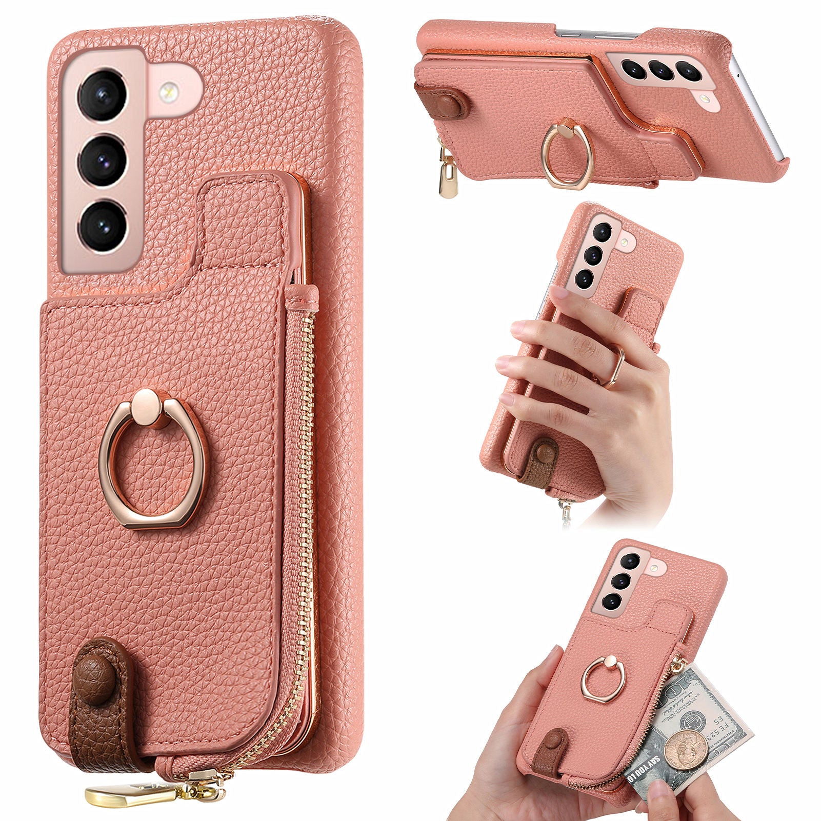 Y3 for Samsung Galaxy S21 5G / S21 4G Phone Case Shockproof Ring Kickstand Zipper Purse Cover Y3 for Samsung Galaxy S21 5G / S21 4G Phone Case Shockproof Ring Kickstand Zipper Purse Cover